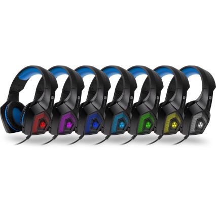 CONNECT IT CHP-5500-BL - LED Vezetékes gamer fejhallgató mikrofonnal fekete/kék