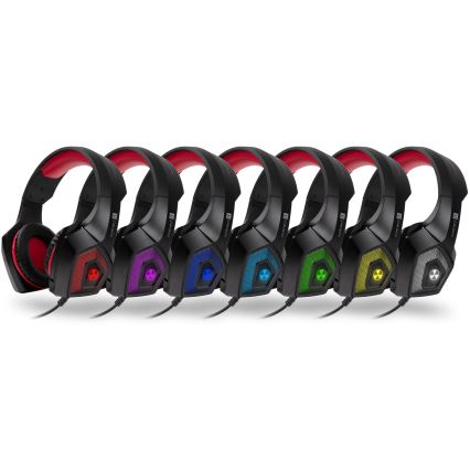 CONNECT IT CHP-5500-RD - LED Vezetékes gamer fejhallgató mikrofonnal fekete/piros