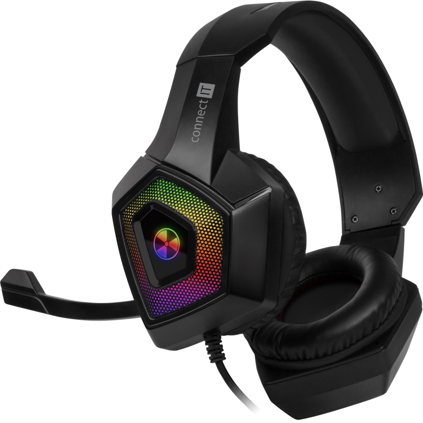 CONNECT IT CHP-5600-BK - LED RGB Vezetékes gamer fejhallgató mikrofonnal fekete