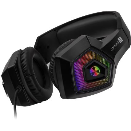 CONNECT IT CHP-5600-BK - LED RGB Vezetékes gamer fejhallgató mikrofonnal fekete