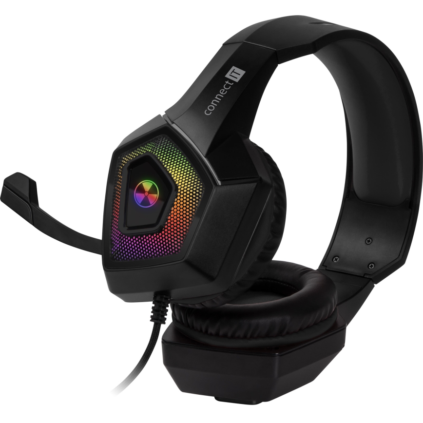 CONNECT IT CHP-5600-BK - LED RGB Vezetékes gamer fejhallgató mikrofonnal fekete