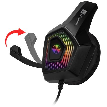 CONNECT IT CHP-5600-BK - LED RGB Vezetékes gamer fejhallgató mikrofonnal fekete