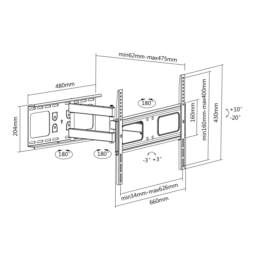 CONNECT IT CI-786 - Fali TV tartó 37-70” fekete