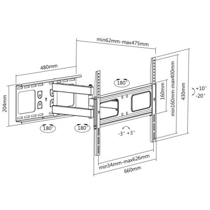CONNECT IT CI-787 - Fali tartó TV-hez 37-70” fehér