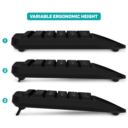 CONNECT IT CKM-6010-CS - Ergonomikus vezeték nélküli billentyűzet és egér 800/1200/1600/2400 DPI cseh/szlovák lokalizációval 1xAA + 2xAAA fekete