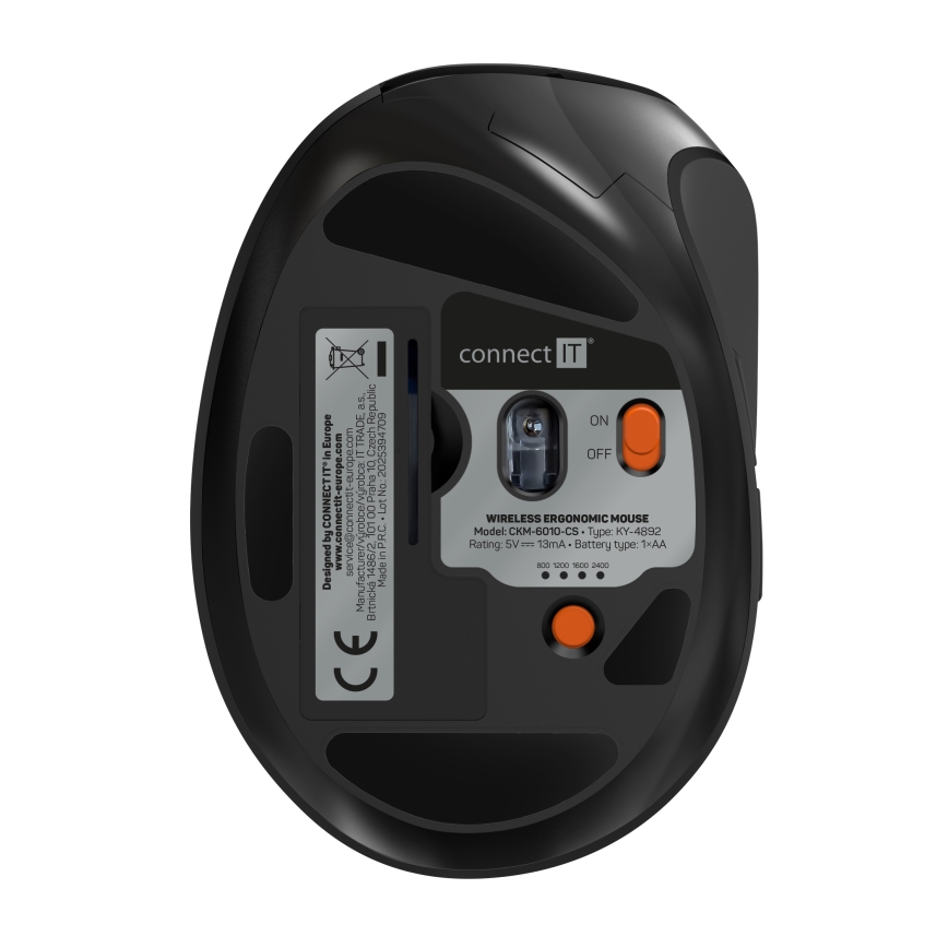 CONNECT IT CKM-6010-CS - Ergonomikus vezeték nélküli billentyűzet és egér 800/1200/1600/2400 DPI cseh/szlovák lokalizációval 1xAA + 2xAAA fekete