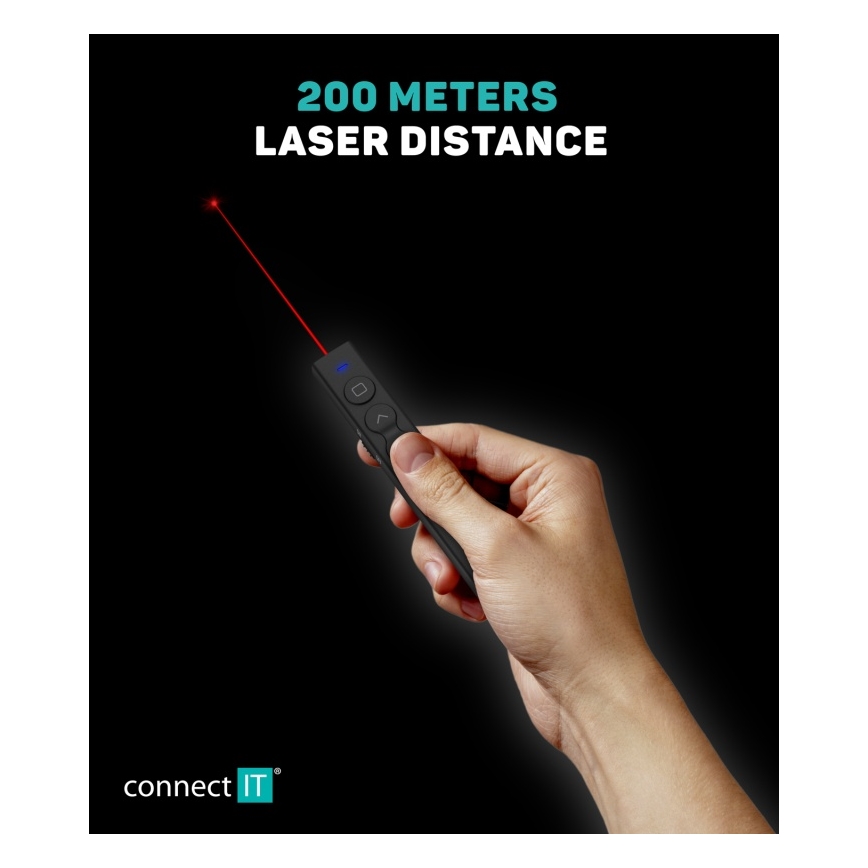 CONNECT IT CLP-2050-BK - Vezeték nélküli prezentátor lézermutatóval 1xAAA