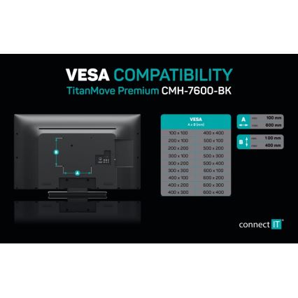 CONNECT IT CMH-7600-BK - Fali tartó TV-hez 32-70” fekete