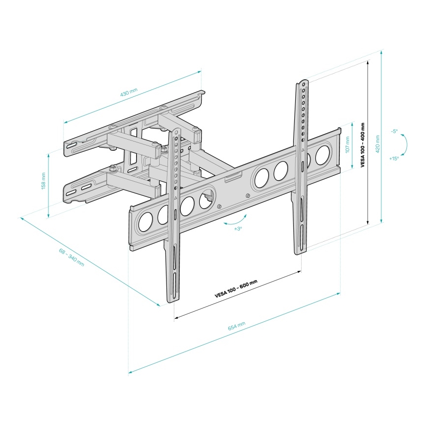 CONNECT IT CMH-7600-BK - Fali tartó TV-hez 32-70” fekete