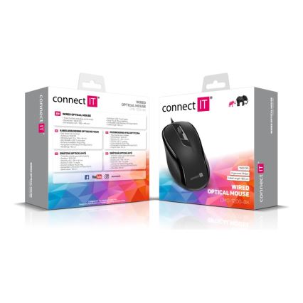 CONNECT IT CMO-1200-BK - Vezetékes egér 1000 DPI fekete