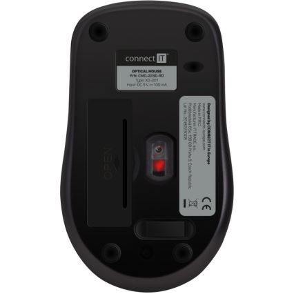 CONNECT IT CMO-2230-RD - Vezeték nélküli csendes egér MUTE 1200 DPI 1xAA fekete/piros