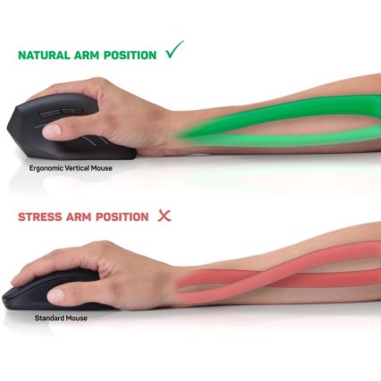 CONNECT IT CMO-2510-BK - Ergonomikus Verti Wireless vezeték nélküli egér 800/1200/1600 DPI 2xAAA fekete