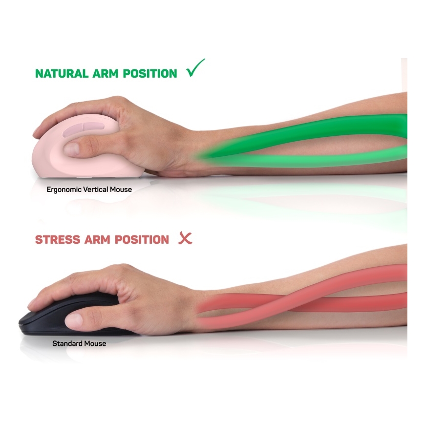 CONNECT IT CMO-2600-PK - Ergonomikus vezeték nélküli egér 800/1200/1600 DPI, 1xAA, rózsaszín