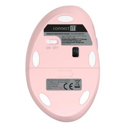 CONNECT IT CMO-2600-PK - Ergonomikus vezeték nélküli egér 800/1200/1600 DPI, 1xAA, rózsaszín