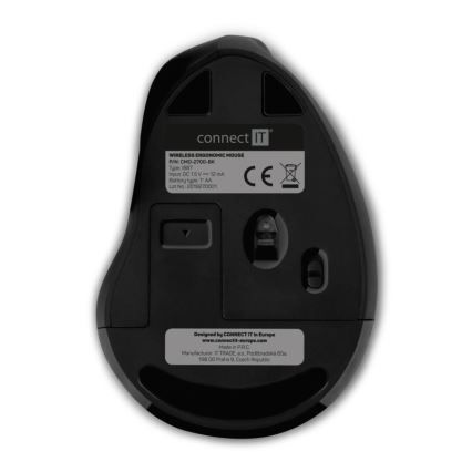CONNECT IT CMO-2700-BK - Ergonomikus vezeték nélküli egér 800/1200/1600 DPI 1xAA fekete