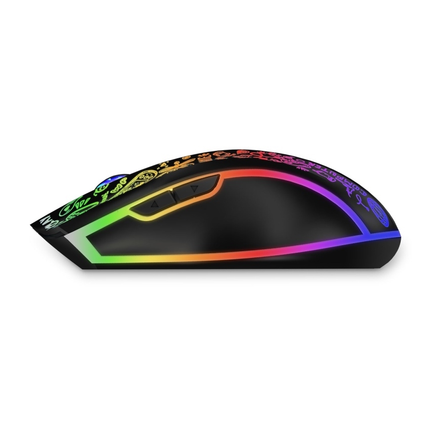 CONNECT IT CMO-3530-DD - LED RGB Vezeték nélküli újratölthető gamer egér 800/1200/1600/2400/4800 DPI 600 mAh fekete