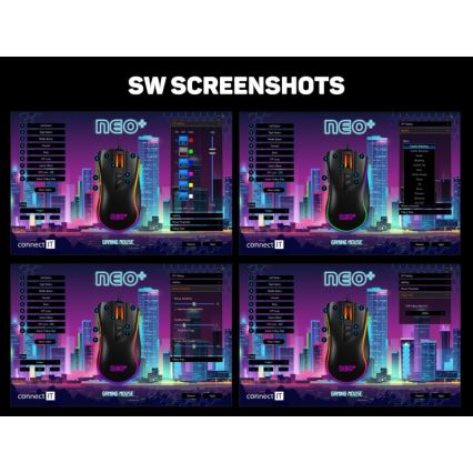 CONNECT IT CMO-3591-BK - Vezetékes RGB LED gamer egér 500-7200 DPI fekete