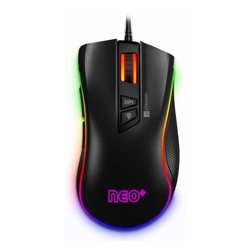 CONNECT IT CMO-3591-BK - Vezetékes RGB LED gamer egér 500-7200 DPI fekete