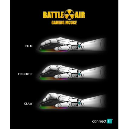 CONNECT IT CMO-5511-BK - Vezetékes RGB LED gamer egér 200-12800 DPI fekete
