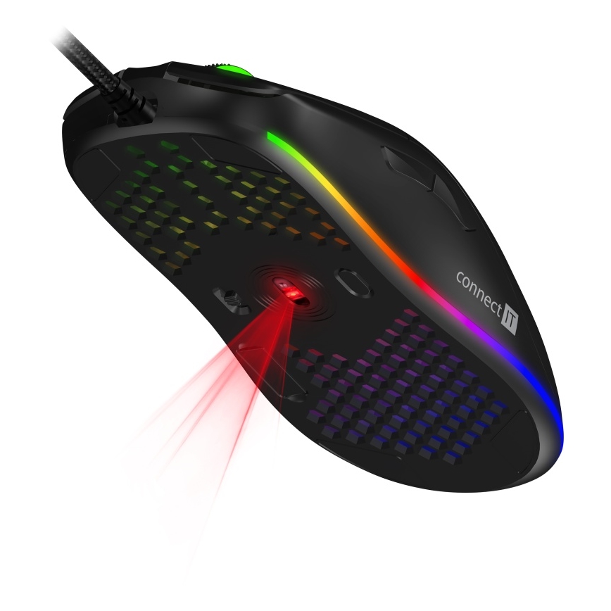 CONNECT IT CMO-5511-BK - Vezetékes RGB LED gamer egér 200-12800 DPI fekete