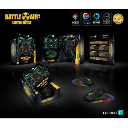 CONNECT IT CMO-5511-BK - Vezetékes RGB LED gamer egér 200-12800 DPI fekete