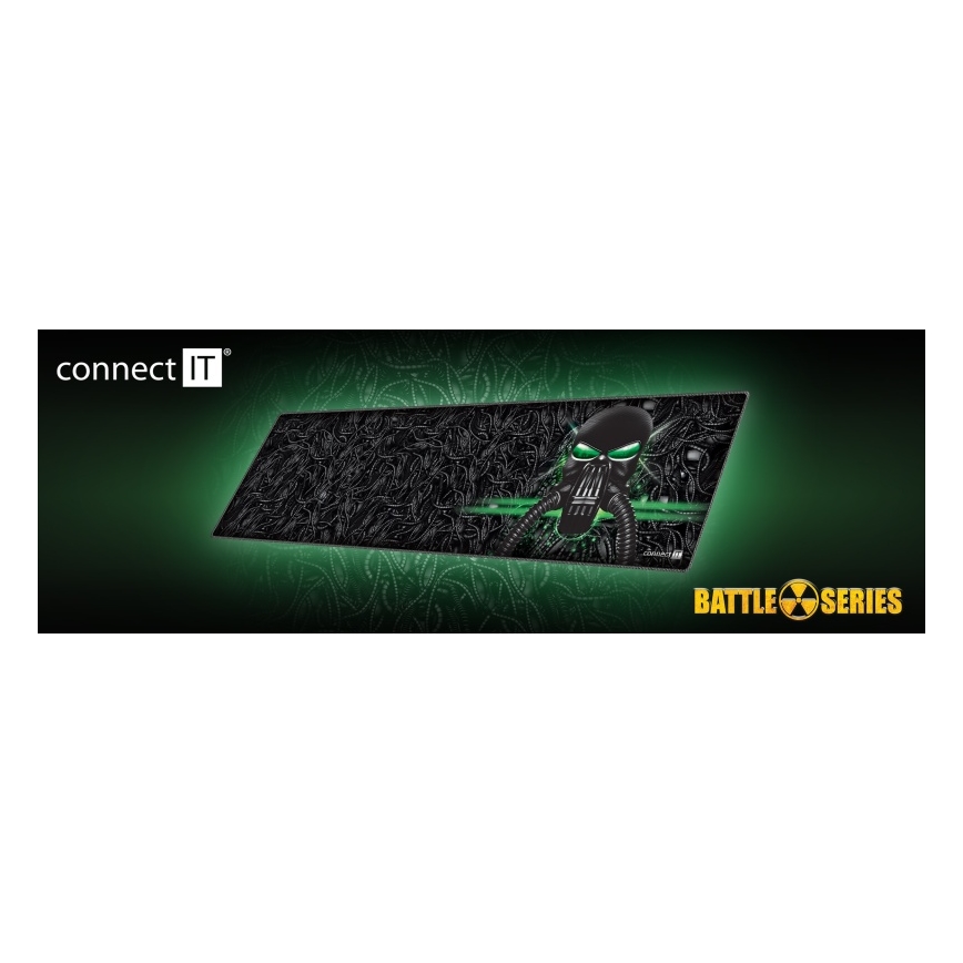 CONNECT IT CMP-1110-LG - Billentyűzet- és egéralátét 88,6x24,5 cm fekete/zöld