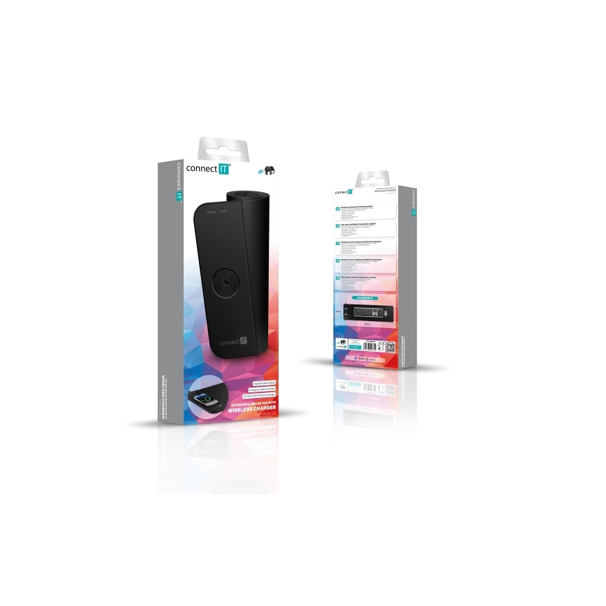 CONNECT IT CMP-2500-LG - Alátét billentyűzethez és egér -val Qi Vezeték nélküli töltés 80x30 cm fekete