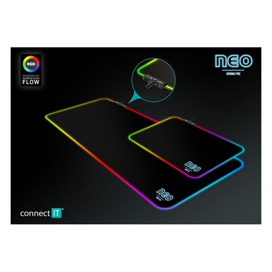 CONNECT IT CMP-3100-SM - LED RGB Gamer egérpad 32x24,5 cm fekete