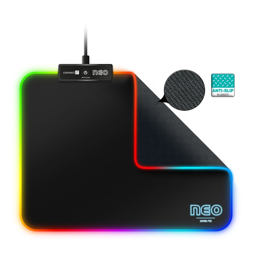 CONNECT IT CMP-3100-SM - LED RGB Gamer egérpad 32x24,5 cm fekete
