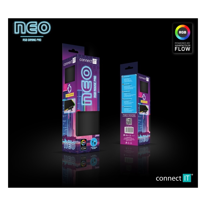CONNECT IT CMP-3100-SM - LED RGB Gamer egérpad 32x24,5 cm fekete