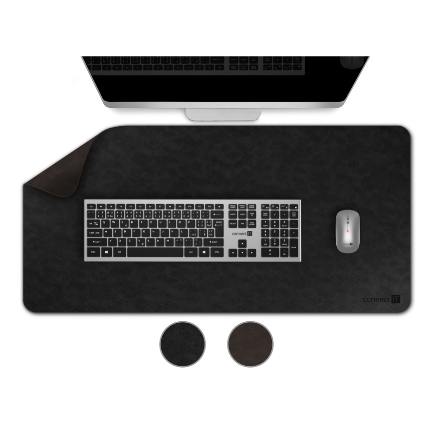 CONNECT IT CMP-4030-LG - Kétoldalú billentyűzet- és egéralátét 90x40 cm fekete/barna