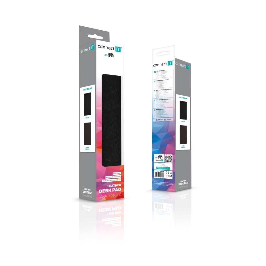CONNECT IT CMP-4030-LG - Kétoldalú billentyűzet- és egéralátét 90x40 cm fekete/barna