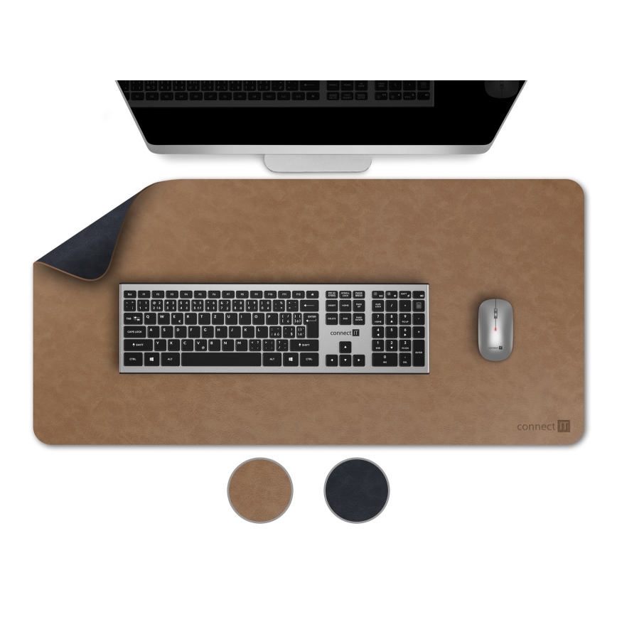CONNECT IT CMP-4040-LG - Kétoldalú billentyűzet- és egérpad 90x40 cm kék/barna