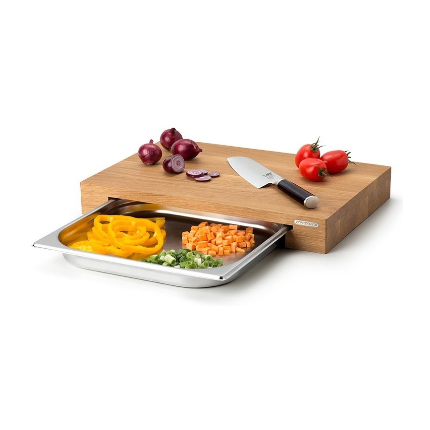 Continenta C4110 - Konyhai vágódeszka tálcával 39x27 cm tölgy