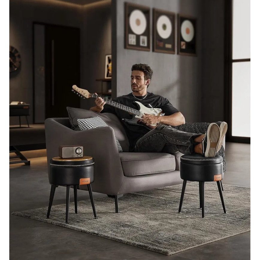 CORE bőr puff fekete