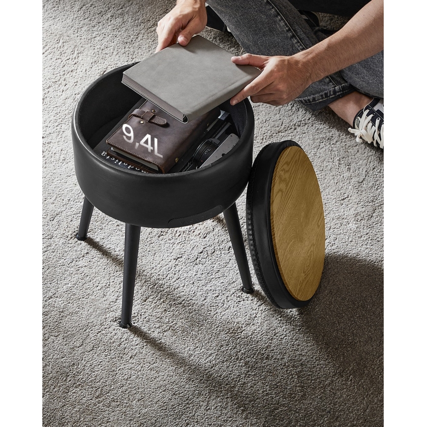 CORE bőr puff fekete