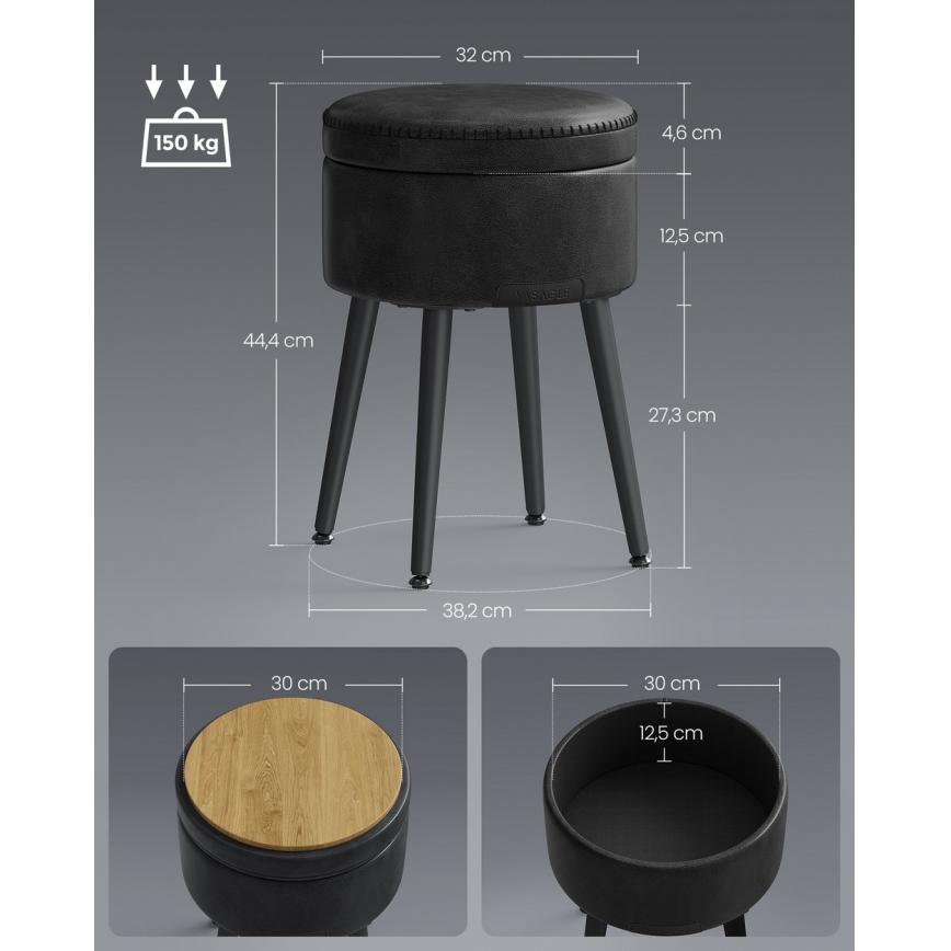 CORE bőr puff fekete