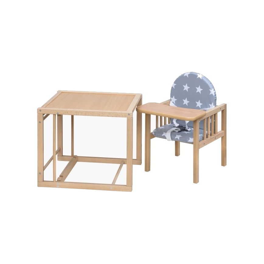 COSING - Viktória 2 az 1-ben gyerek étkezőszék, bükk/szürke