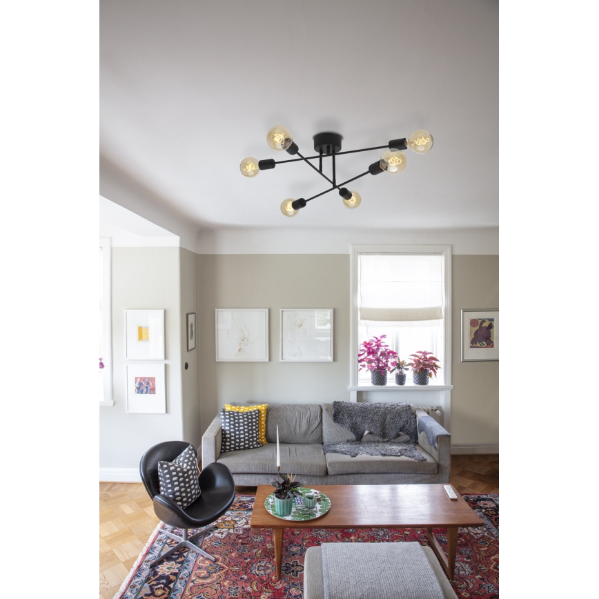 Cottex - Felületre szerelhető csillár BATON 6xE27/60W/230V fekete