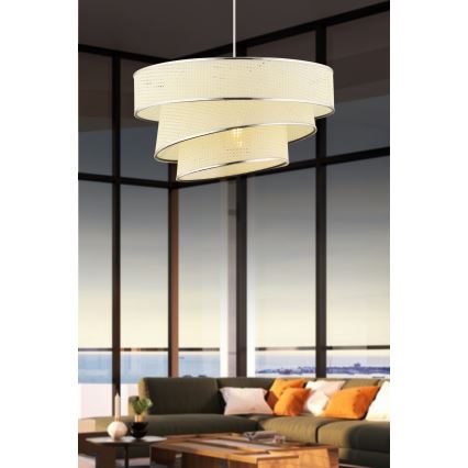 COUPER kábeles függeszték 1xE27/60W/230V fehér/fényes króm