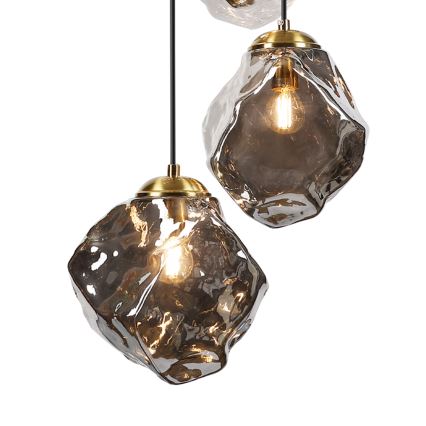 CRISTAL kábeles csillár, 5x E14/15W/230V, sárgaréz/füstös fekete