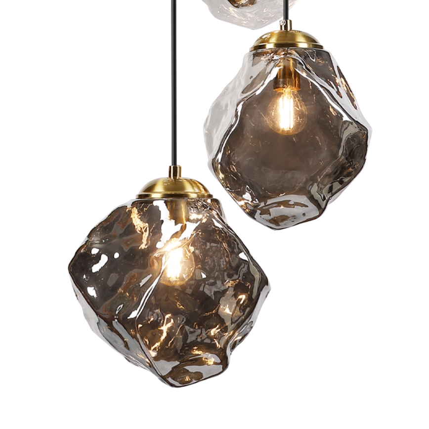 CRISTAL kábeles csillár, 5x E14/15W/230V, sárgaréz/füstös fekete