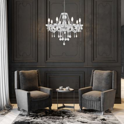 CRISTALLO láncos csillár 8xE14/60W/230V fényes króm