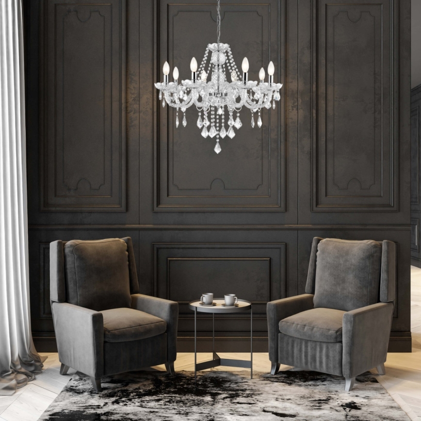 CRISTALLO láncos csillár 8xE14/60W/230V fényes króm