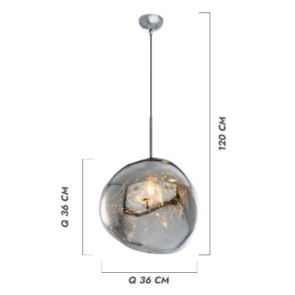 CRUMPLED kábeles függőlámpa 1xE27/24W/230V, átmérő 26 cm, rézszínű