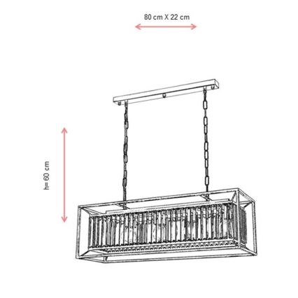 CRYSTALLINE láncos csillár 4xE27/6W/230V, bronz színű
