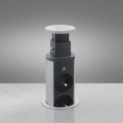 Csatlakoztatható aljzatoszlop asztallaphoz 2x230V + 2xUSB