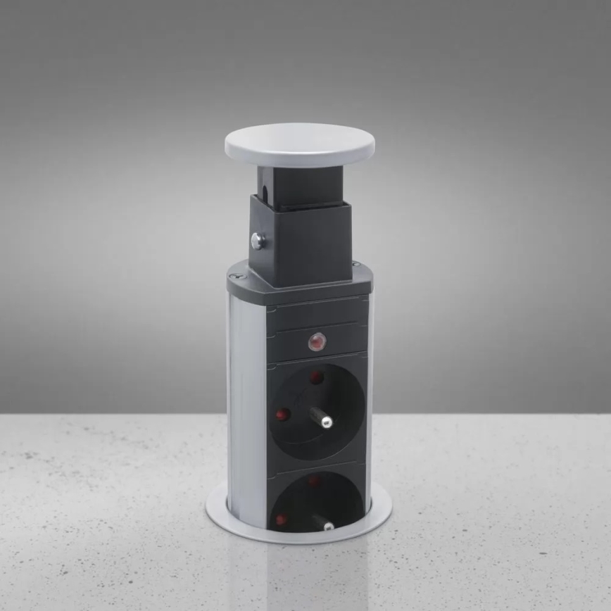 Csatlakoztatható aljzatoszlop asztallaphoz 2x230V + 2xUSB