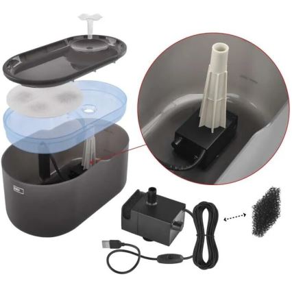 Csere vízszivattyú intelligens itatókhoz fekete