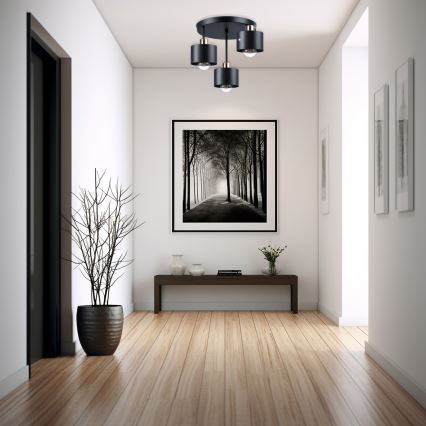 Csillár 3xE27/35W/230V átm. 30 cm fekete/arany